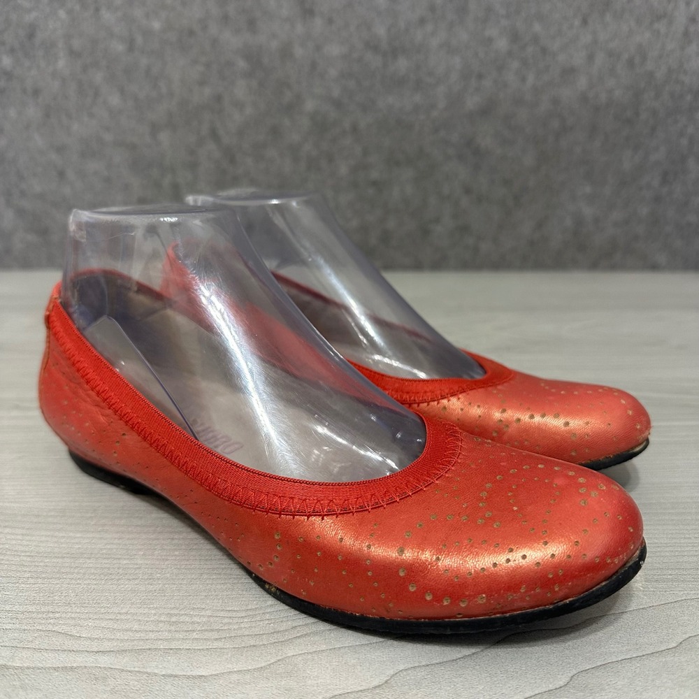 Munro Brandi Slip On Shoes Womens 7 Red Leather Hidden Wedge Walking Flats